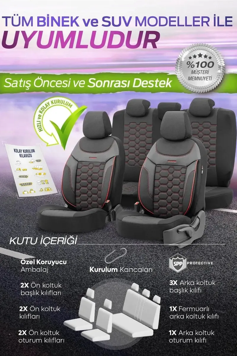 Wimbledon CARBON Design / Universal Oto Koltuk Kılıfı - Binek