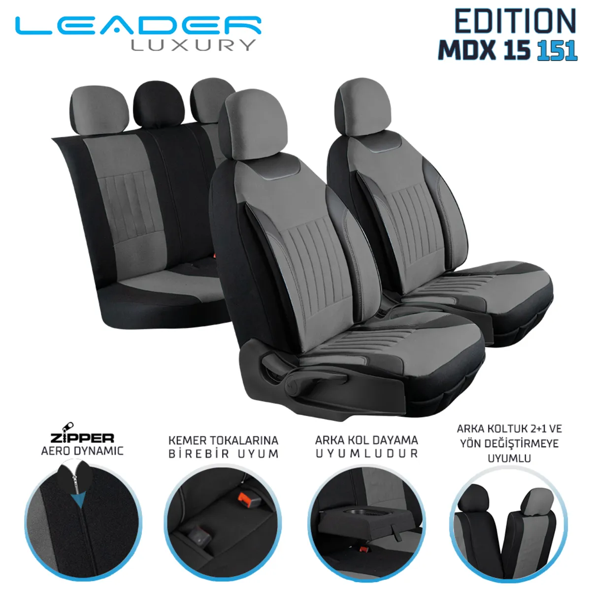 Leader Edition / Tay Tüyü Fermuarlı / Universal Oto Koltuk Kılıfı - Binek
