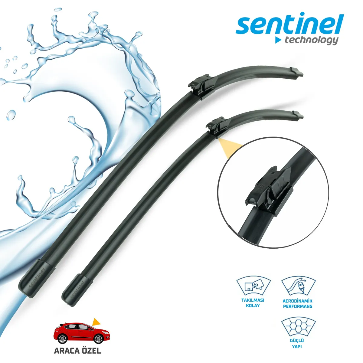 Sentinel ÖN Silecek Takım - Dacia Sandero 2021>>  / 600mm 410mm - Araca Özel Ön Silecek TAKIM