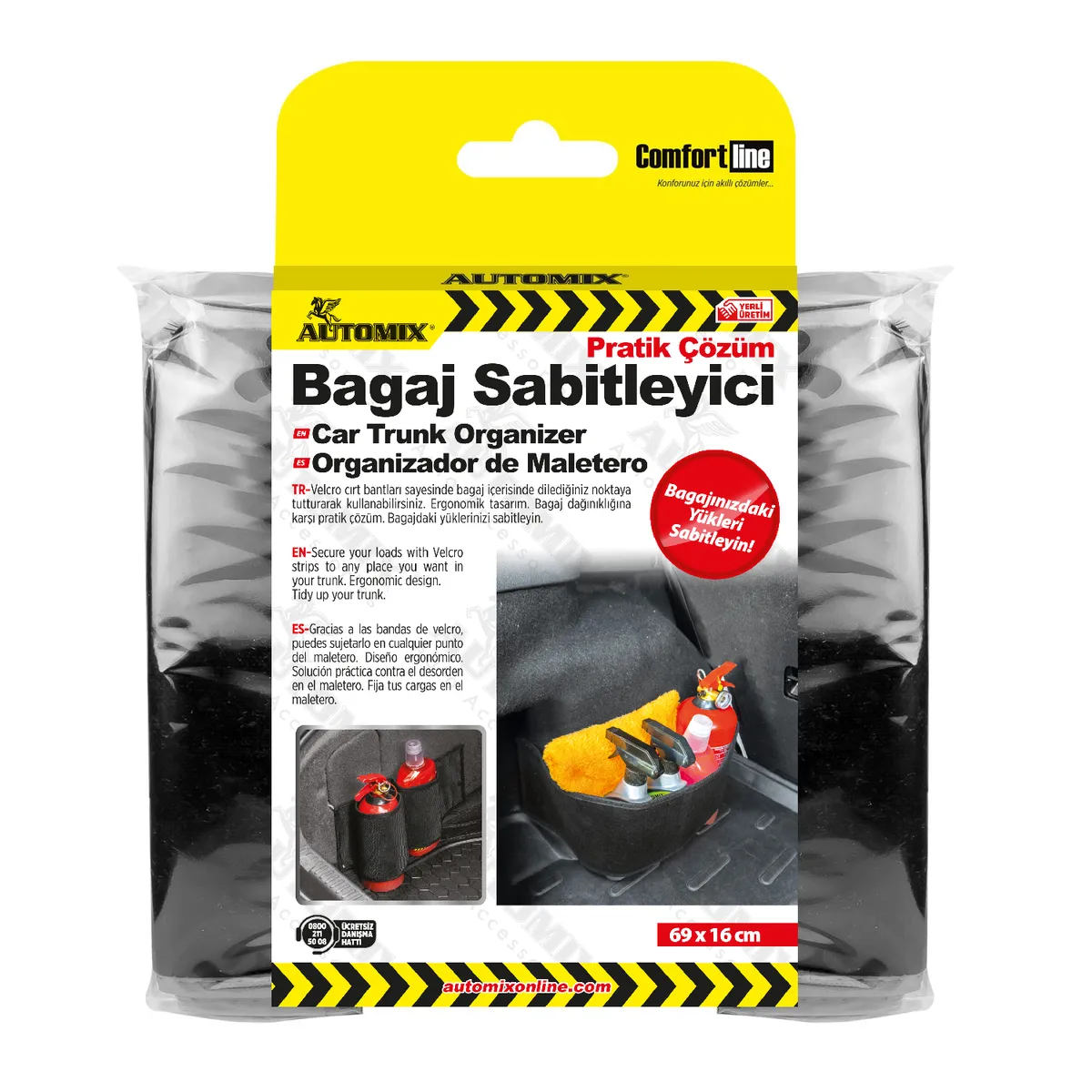 Automix Bagaj İçi Halıfleks Kalın Malzeme Sabitleyici / Cırtlı - Bagaj Lastiği