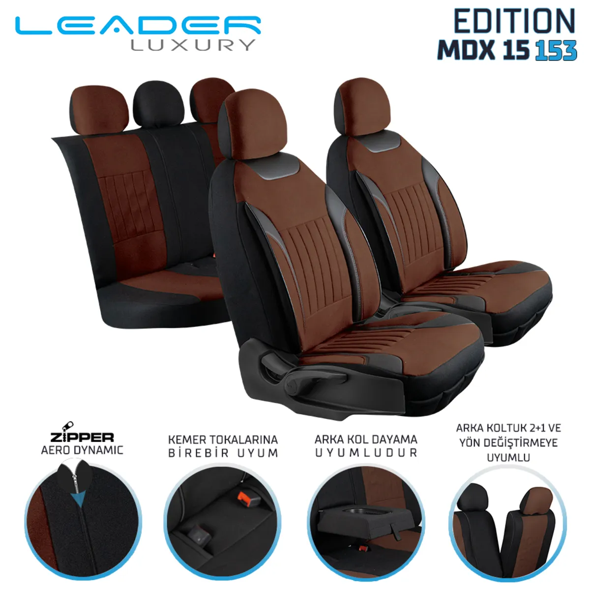 Leader Edition / Tay Tüyü Fermuarlı / Universal Oto Koltuk Kılıfı - Binek
