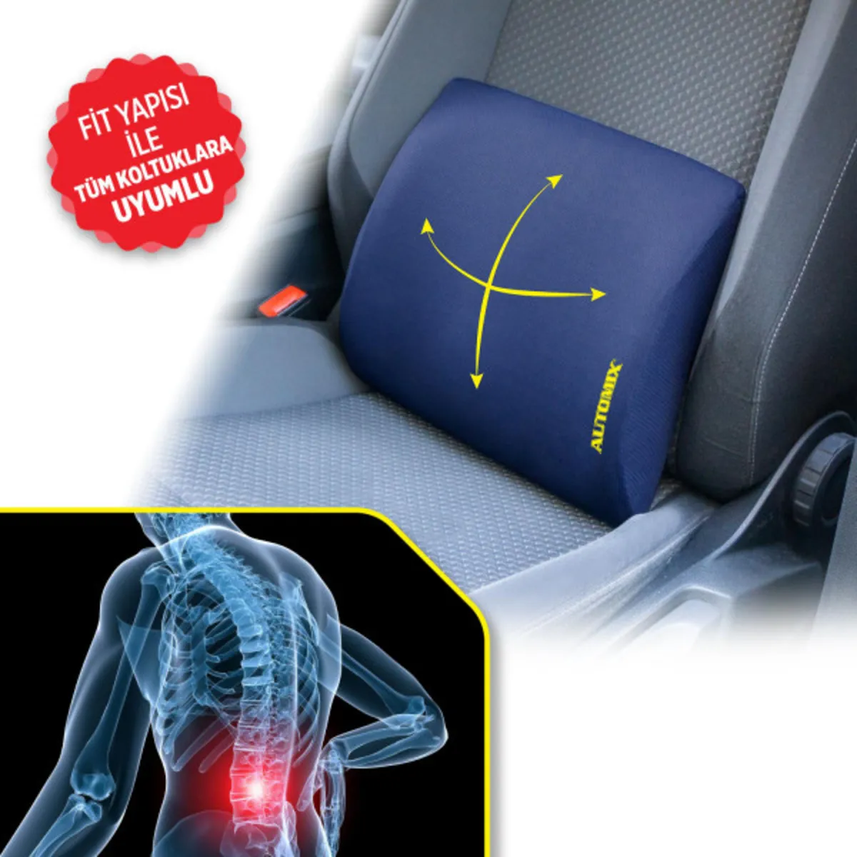 Automix Süper All Fit Bel Destek Yastığı - %100 Visko - Bel Desteği