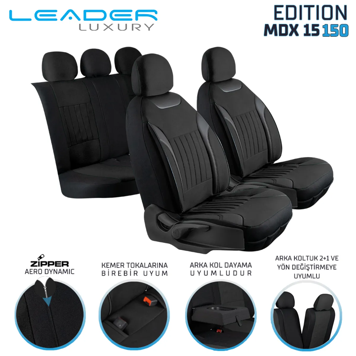 Leader Edition / Tay Tüyü Fermuarlı / Universal Oto Koltuk Kılıfı - Binek