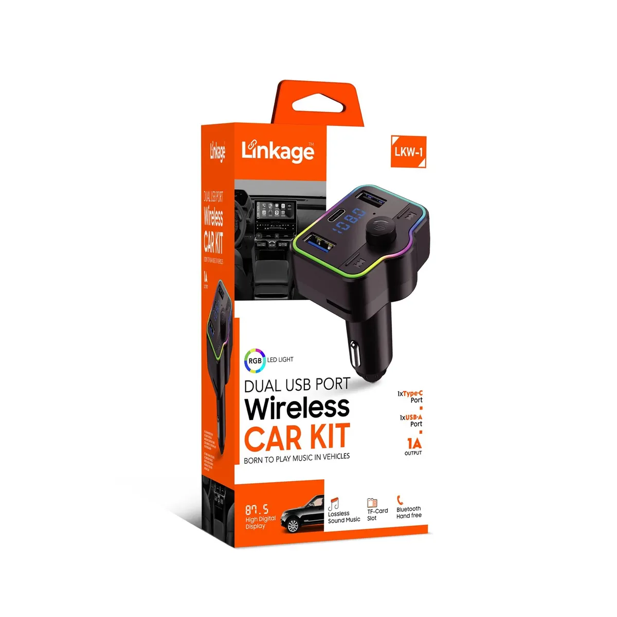 LKW-1 Bluetooth FM Transmitter Araç İçi Müzik Çalar USB Şarjlı Çakmaklık - Bluetooth AUX / FM Transmitter