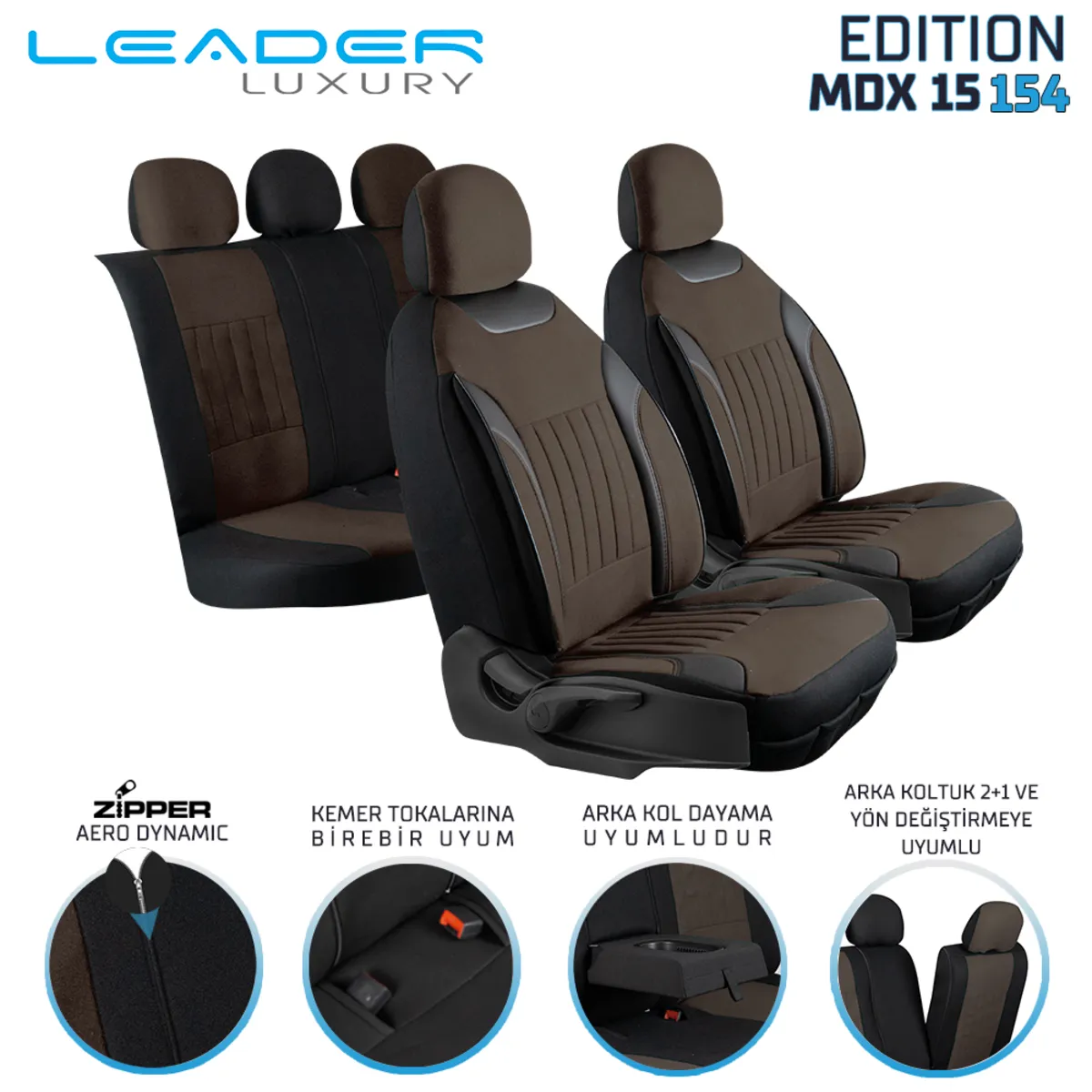 Leader Edition / Tay Tüyü Fermuarlı / Universal Oto Koltuk Kılıfı - Binek