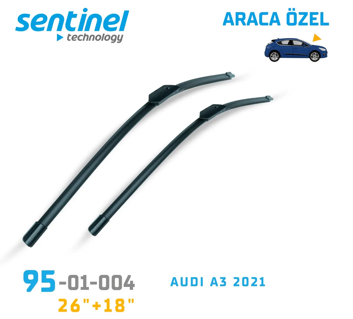 Sentinel ÖN Silecek Takım - AUDI A3 2021 / 650mm 450mm - Araca Özel Ön Silecek TAKIM