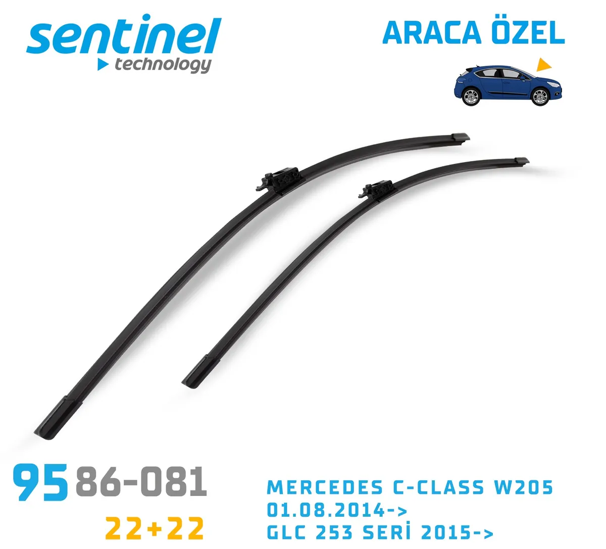 Sentinel ÖN Silecek Takım -  MERCEDES C-CLASS W205 01.08.2014-> / 550mm 550mm - Araca Özel Ön Silecek TAKIM