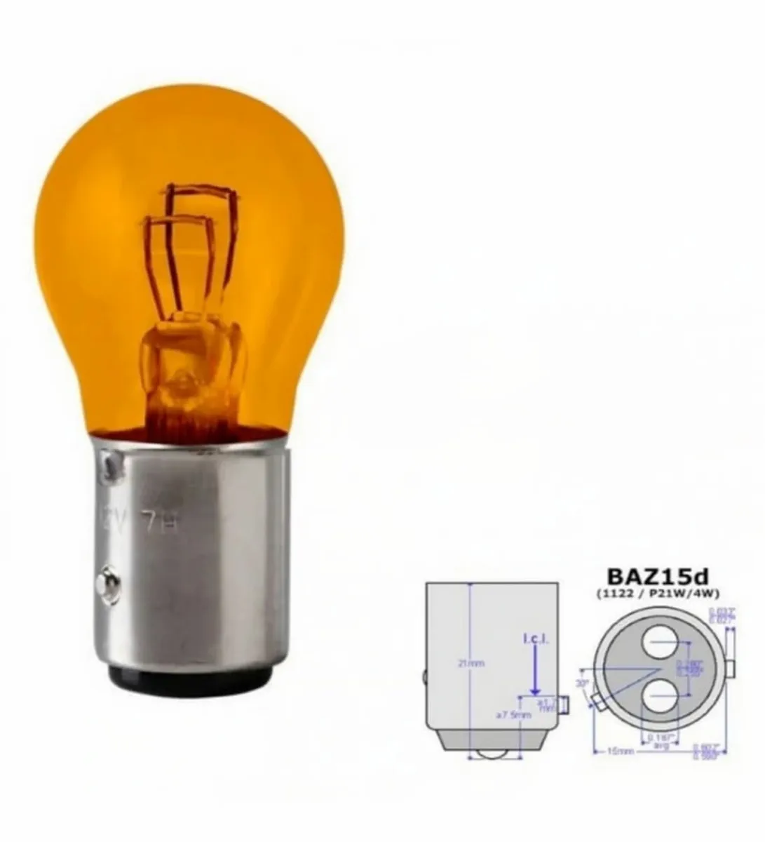 Sentinel P21/4W BAZ 15D 12V Çift Duy Şaşı Yakın Tırnak AmpTURUNCU - Park Ampulü