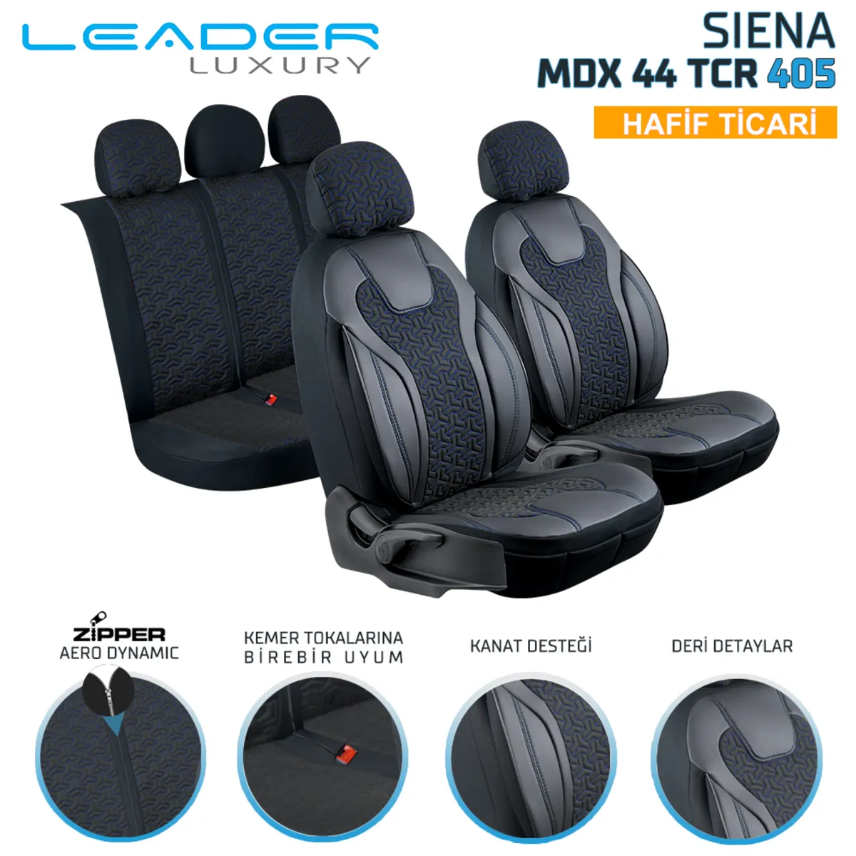 Leader Siena Nakışlı / Universal Oto Koltuk Kılıfı - Ticari