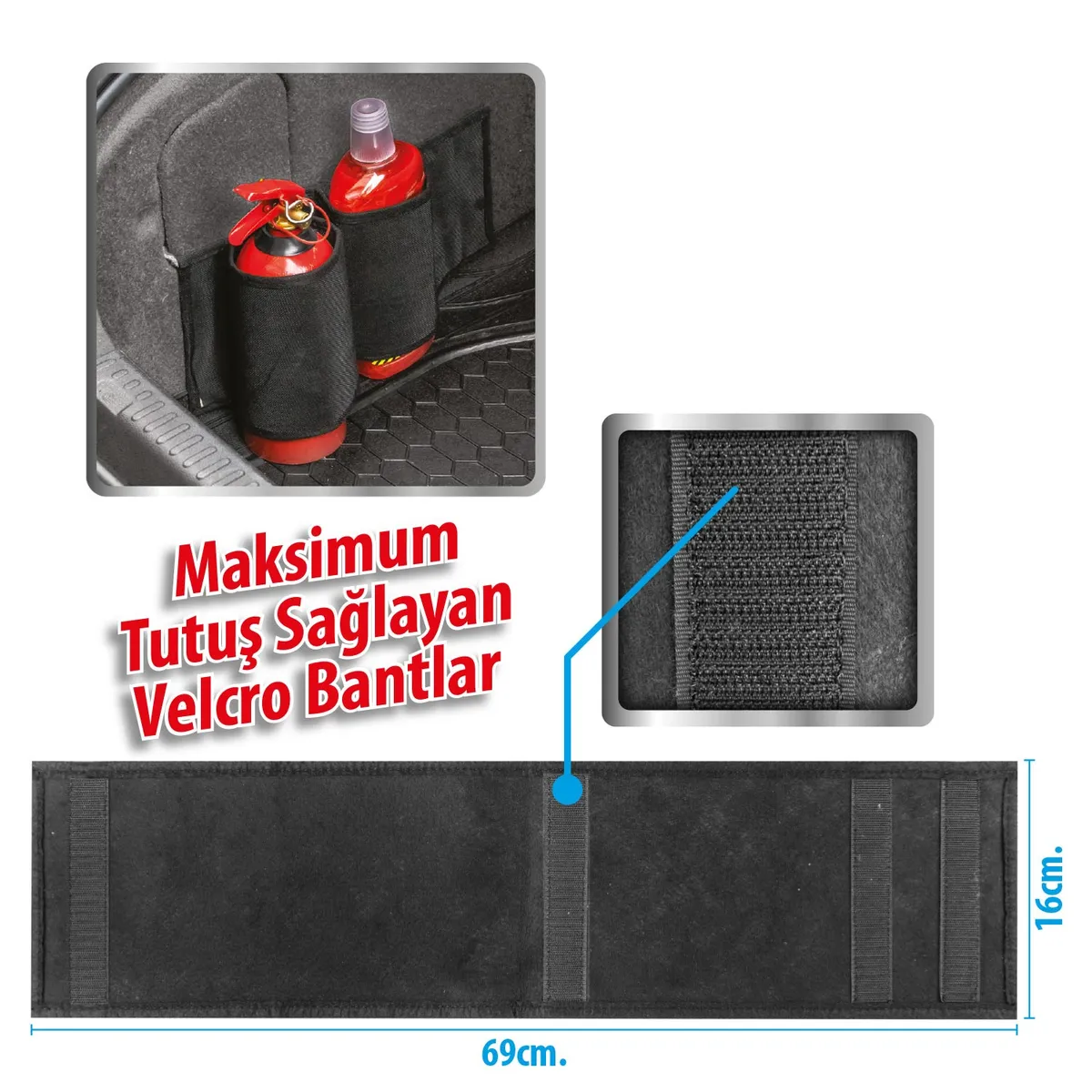 Automix Bagaj İçi Halıfleks Kalın Malzeme Sabitleyici / Cırtlı - Bagaj Lastiği