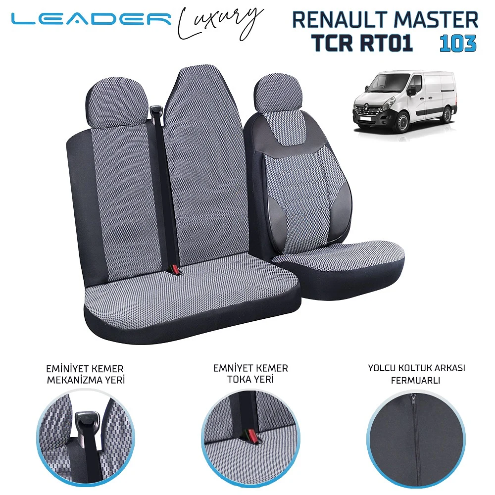 Leader RENAULT MASTER TİCARİ OTO KILIFI SİYAH LEADER 2+1 - Ticari - Görsel 2