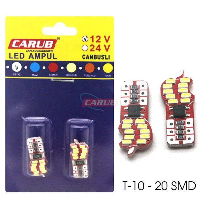Led Ampul 12V  T-10 20 Smd - Park LED