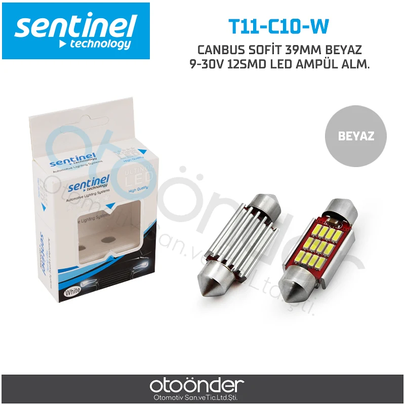 Sentinel 9-30V 39Mm 12Smd Sofit Led Beyaz - 2 Adet - Sofit LED