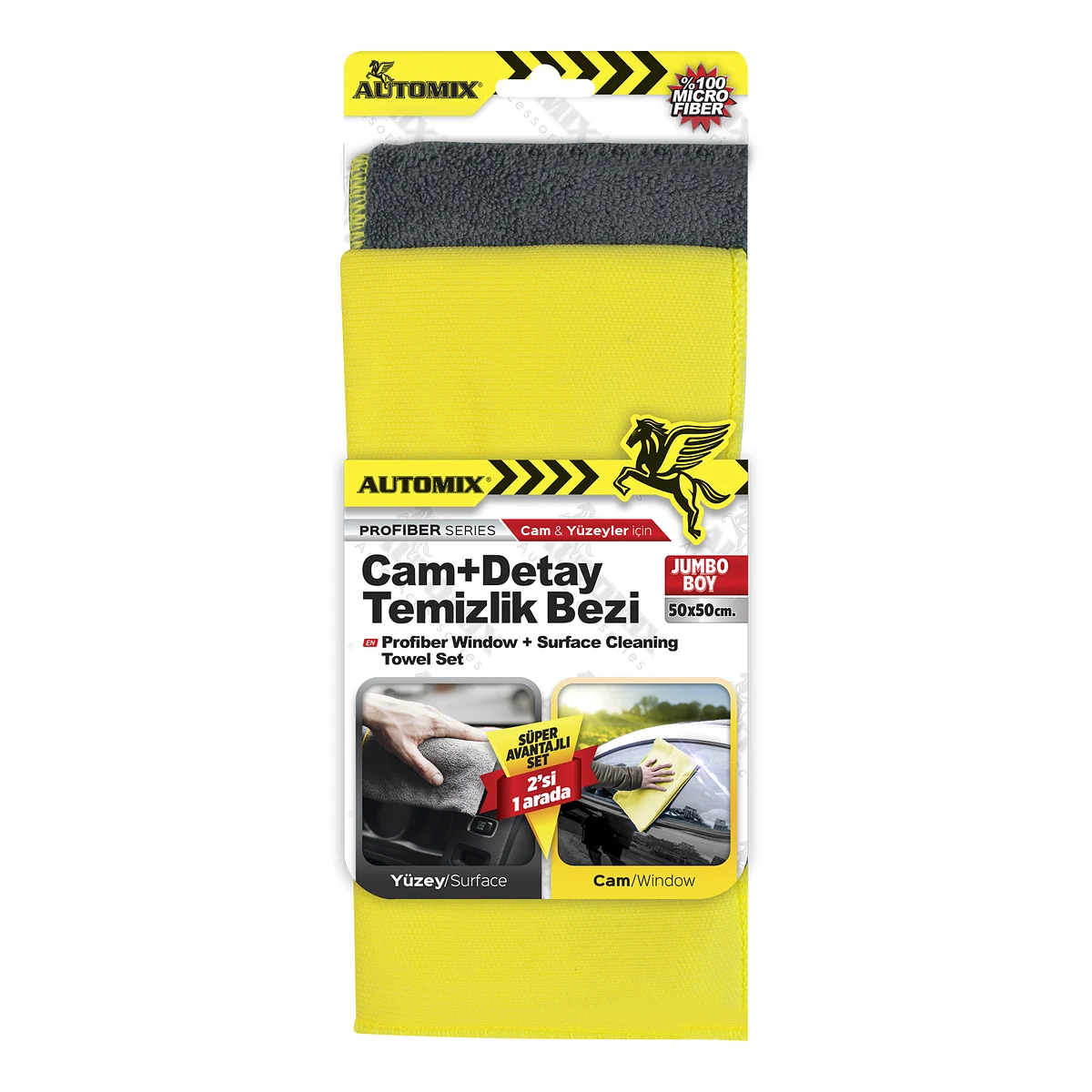 Automix Profiber Cam + Detay  Temizlik Bezi - Mikrofiber Bez