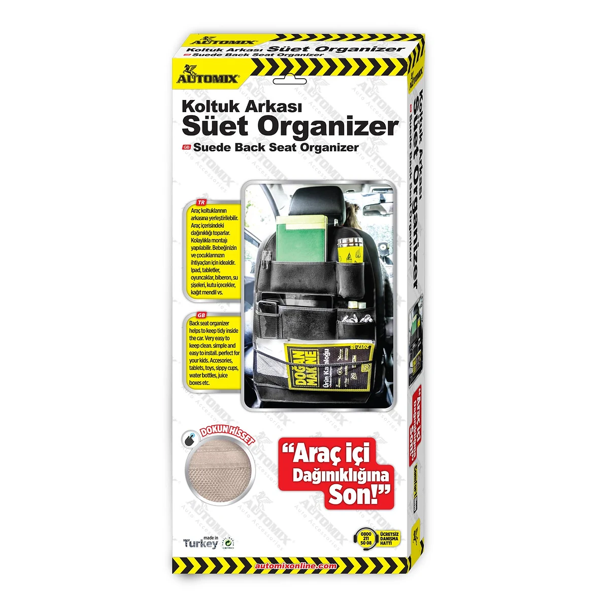 Automix Süet Organizer Siyah 45X66 CM  / 1 Adet - Koltuk Arkası Organizer - Görsel 2