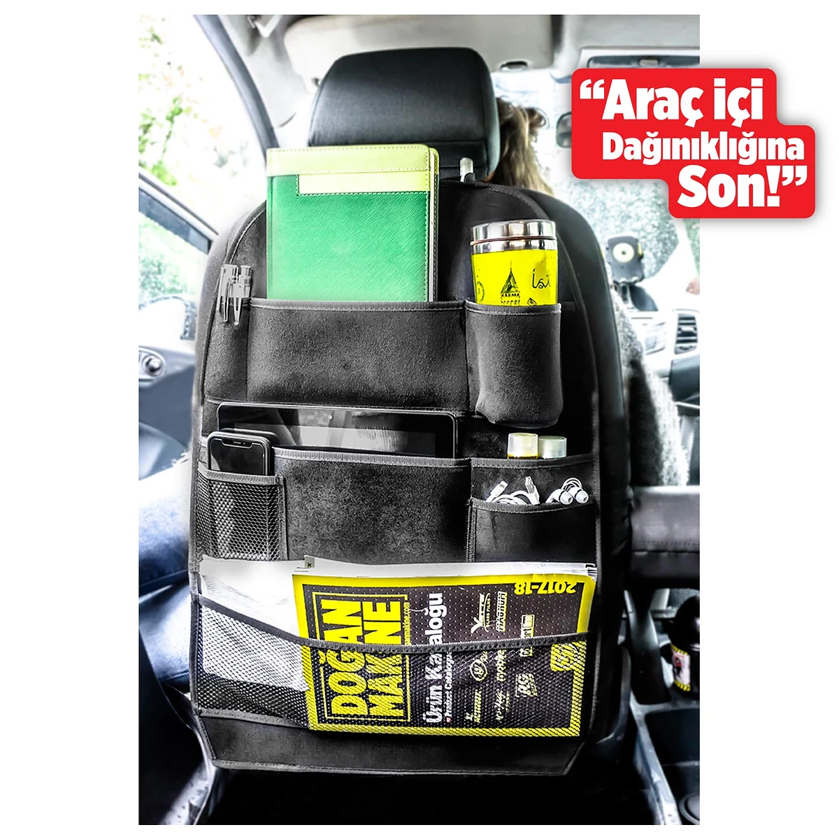 Automix Süet Organizer Siyah 45X66 CM  / 1 Adet - Koltuk Arkası Organizer - Görsel 3