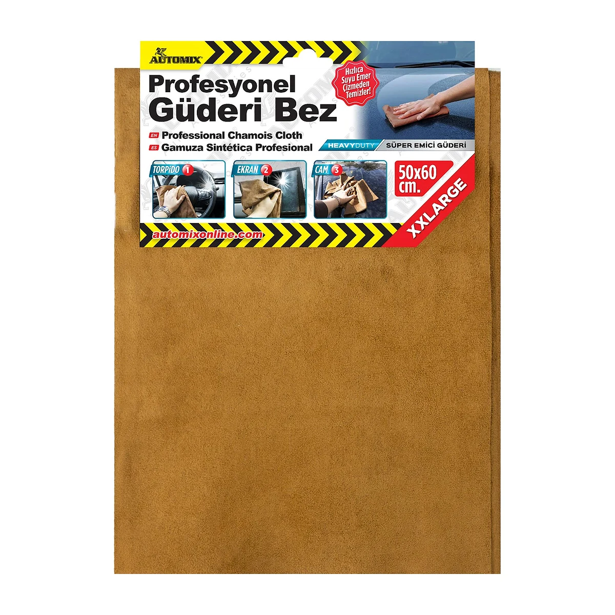 Automix Profesyonel Güderi Bez - Cam-Ekran Temizleme Bezi / İz Bırakmaz 50x60 - Güderi Bez