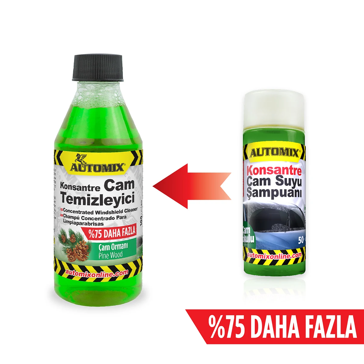 Automix Konsantre Cam Temizleyici Çam Kokulu 100 ml = 5 Litre Silecek Suyu - Silecek Suyu