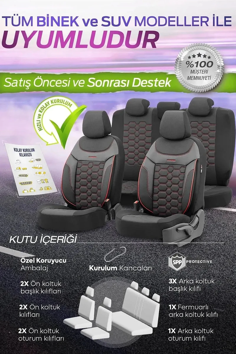 Wimbledon CARBON Design / Universal Oto Koltuk Kılıfı - Binek - Görsel 8