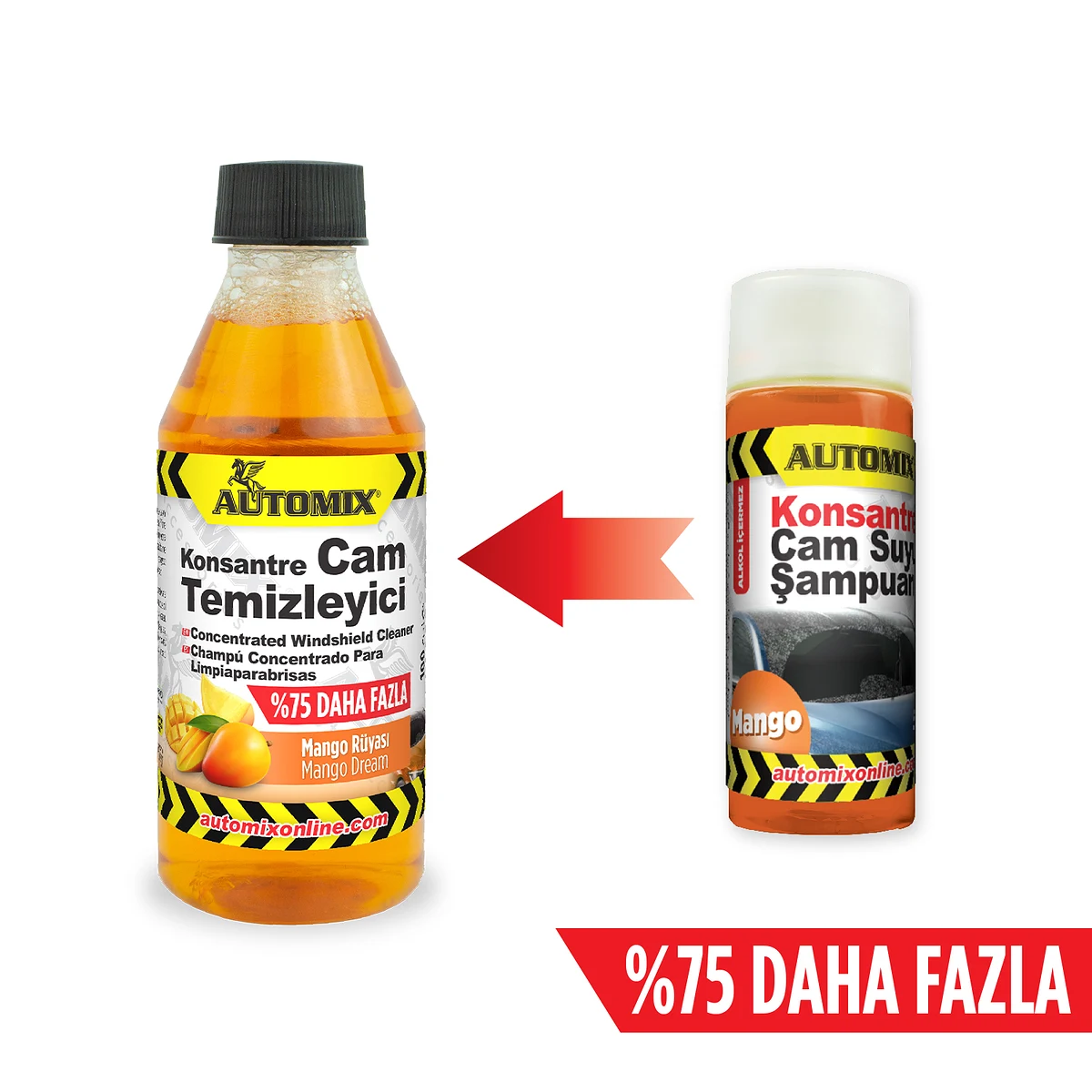 Automix Konsantre Cam Temizleyici Mango Kokulu 100 ml = 5 Litre Silecek Suyu - Silecek Suyu