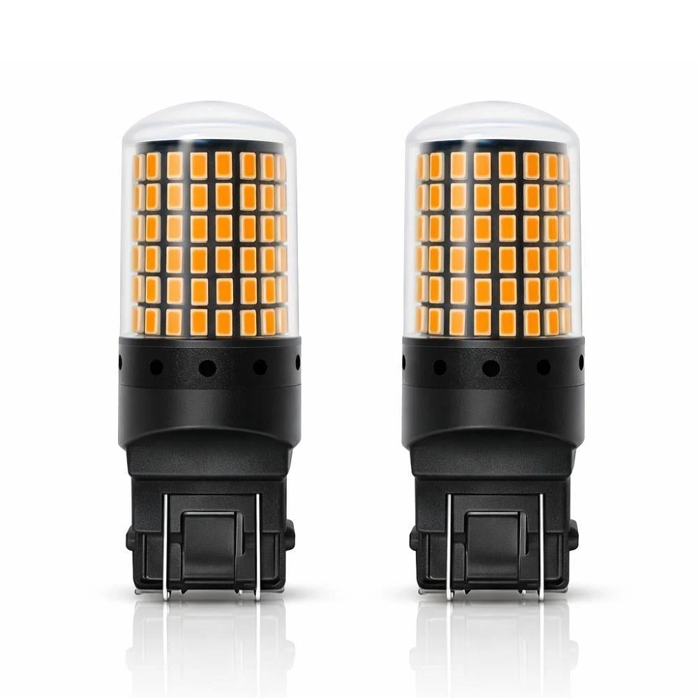 T20 144 Led Çift Flament W21/5w Led Sinyal Stop Ampulü 12v / Turuncu - Gündüz LED