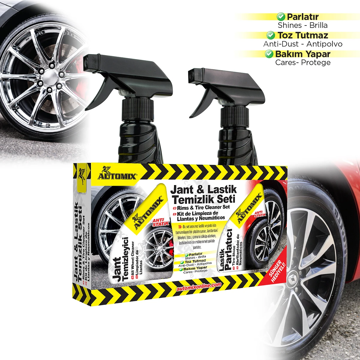 Automix 2'li Jant Temizleyici ve Lastik Parlatıcı Seti 300 ml + 300 ml - Lastik Parlatıcı