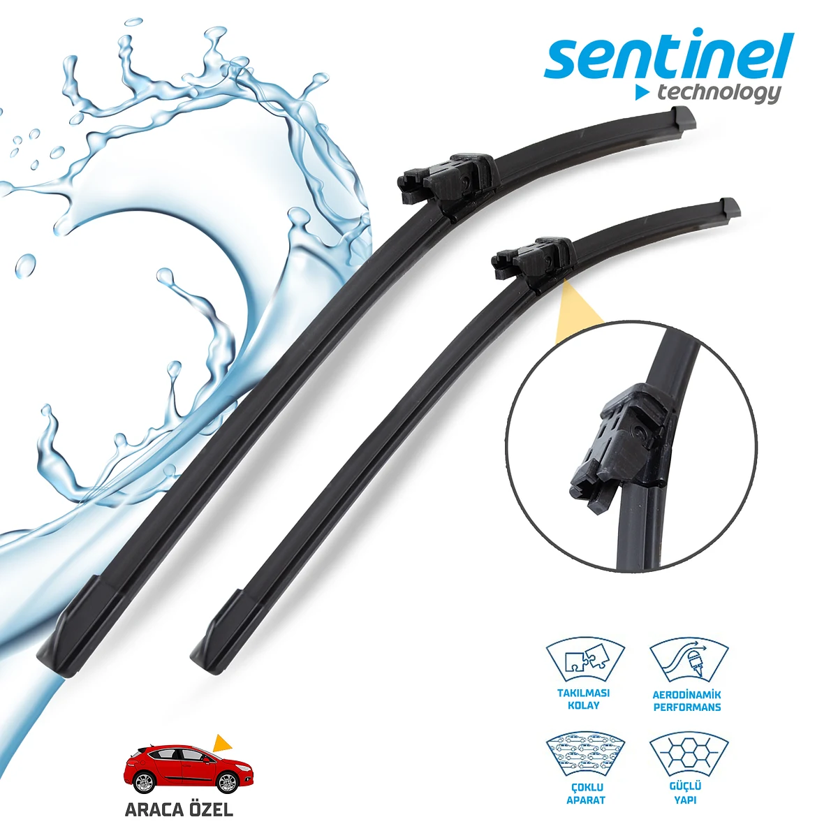 Sentinel ÖN Silecek Takım - Opel Astra J HB 2009-2015 / 680mm 630mm - Araca Özel Ön Silecek TAKIM - Görsel 2