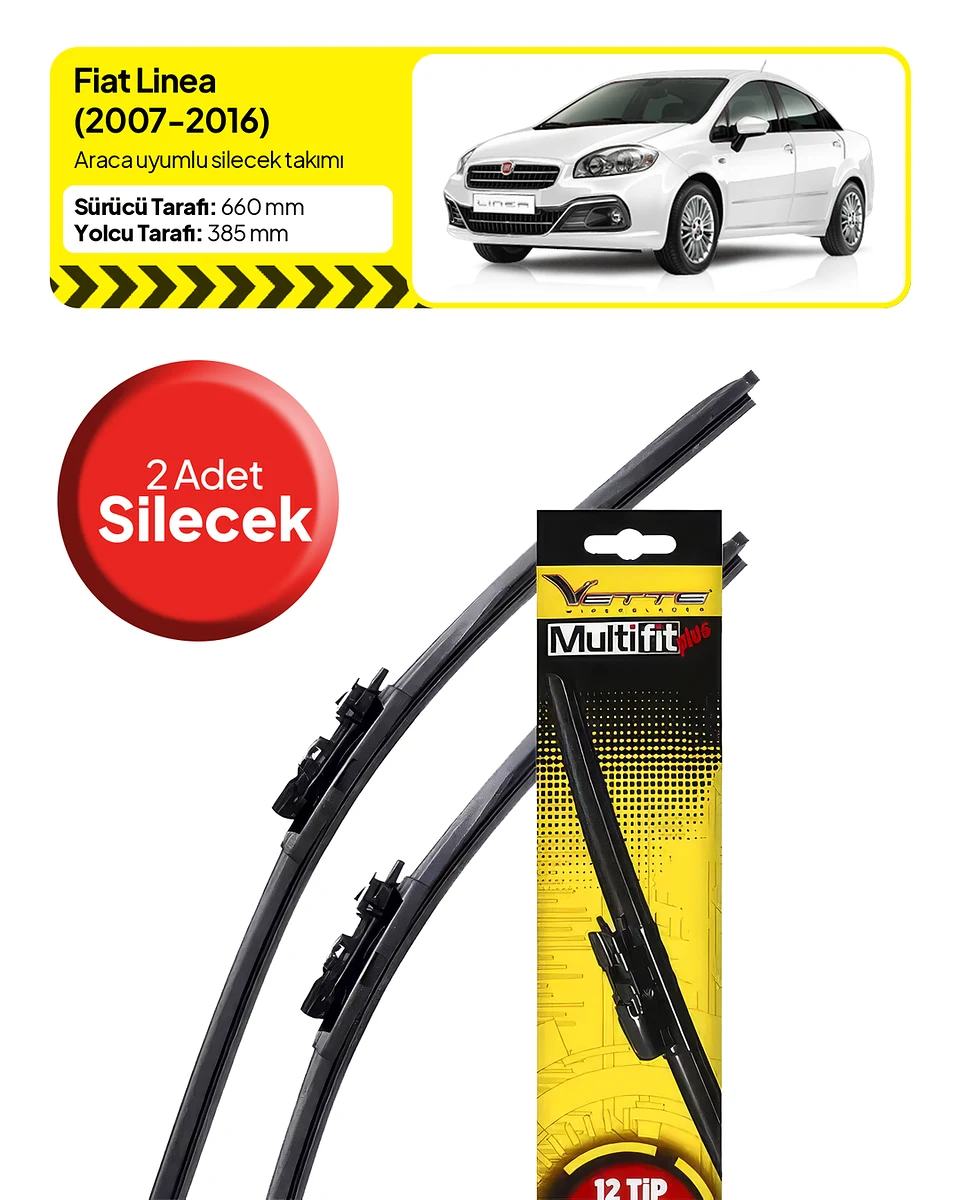 Vette Multifit Fiat Linea Ön Silecek Takımı (2007-2016) - Araca Özel Ön Silecek TAKIM