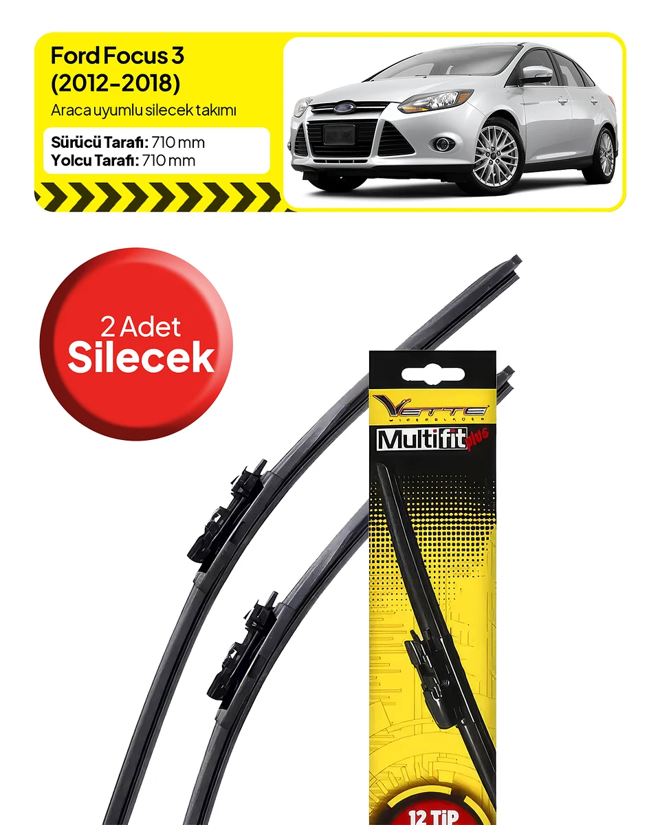 Vette Multifit Ford Focus Ön Silecek Takımı (2012-2018) - Araca Özel Ön Silecek TAKIM