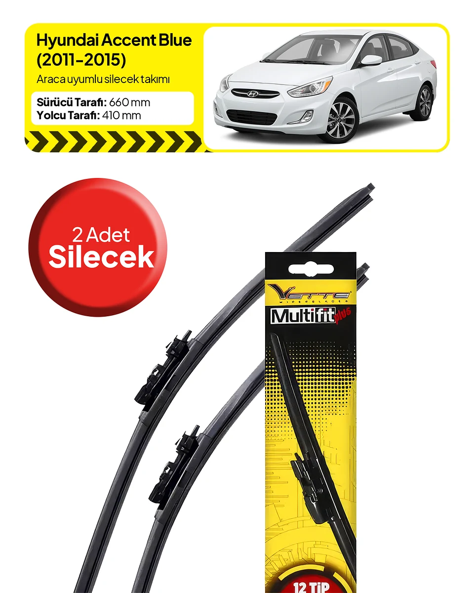 Vette Multifit Hyundai Accent Ön Silecek Takımı (2011-2015) - Araca Özel Ön Silecek TAKIM