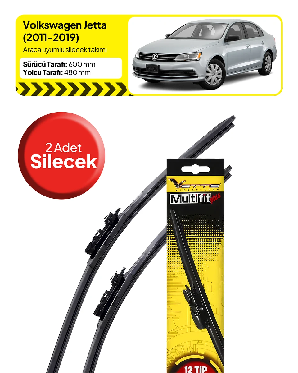 Vette Multifit Volkswagen Jetta Ön Silecek Takımı (2011-2019) - Araca Özel Ön Silecek TAKIM