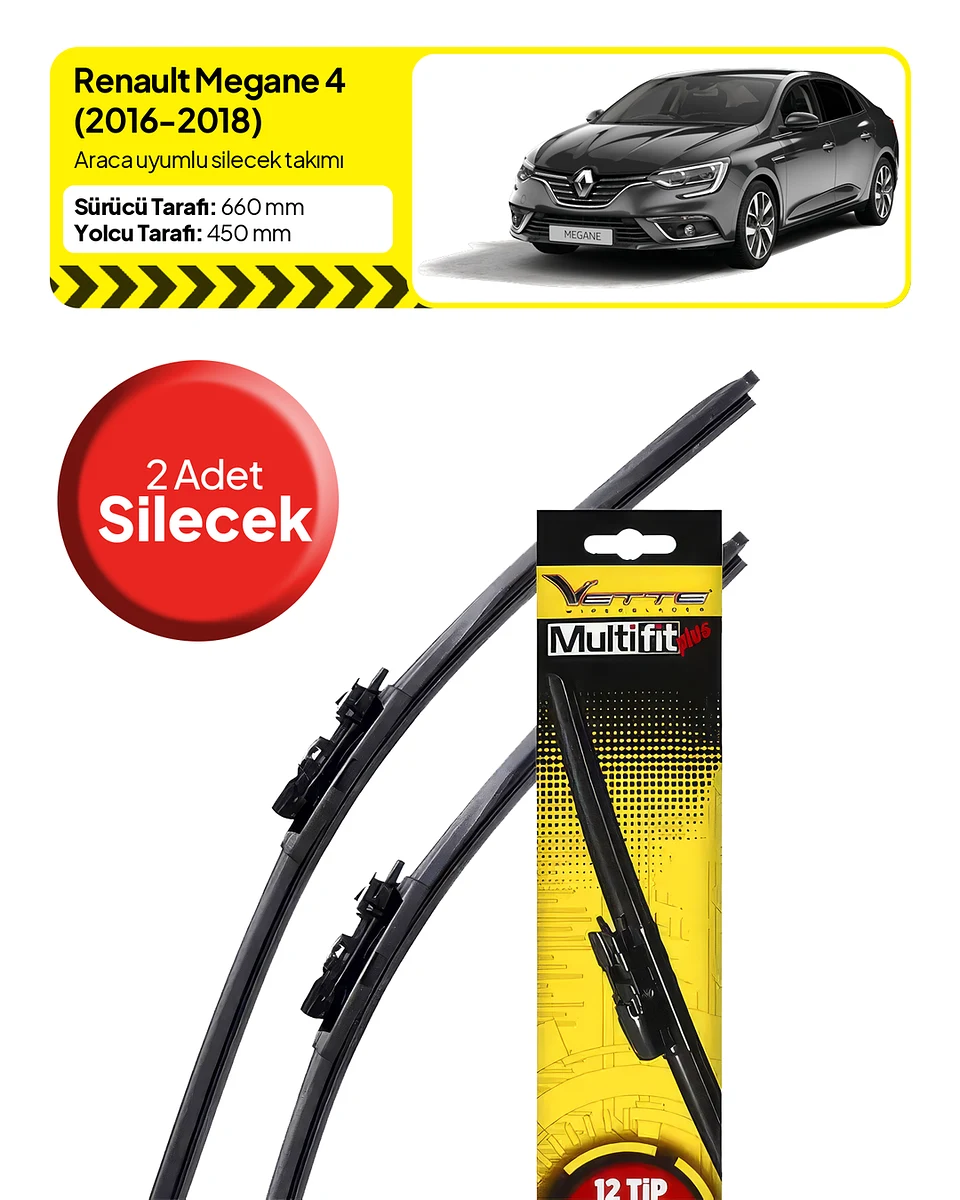 Vette Multifit Renault Megane Ön Silecek Takımı (2016-2018) - Araca Özel Ön Silecek TAKIM