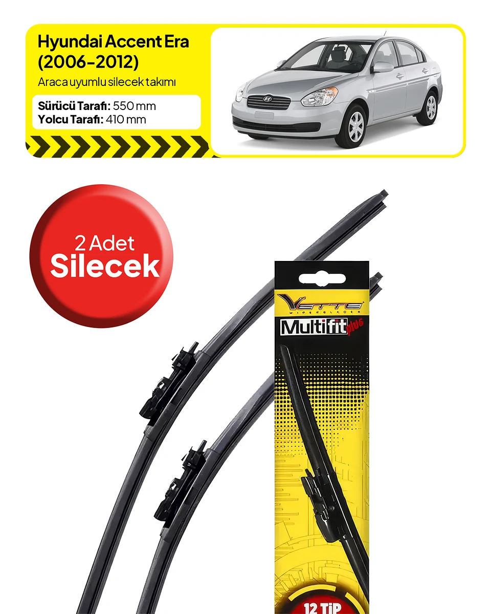 Vette Multifit Hyundai Accent Ön Silecek Takımı (2006-2012) - Araca Özel Ön Silecek TAKIM