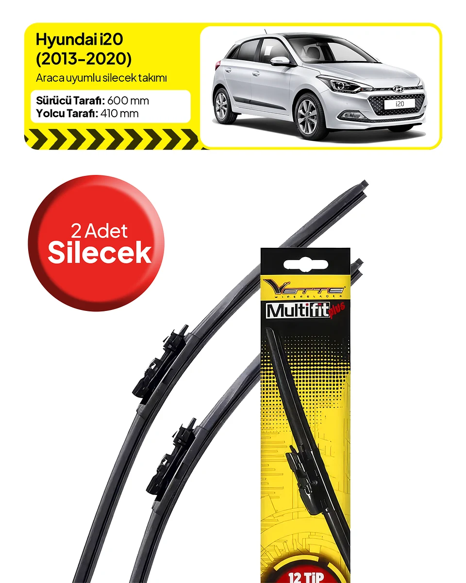 Vette Multifit Hyundai i20 Ön Silecek Takımı (2013-2020) - Araca Özel Ön Silecek TAKIM