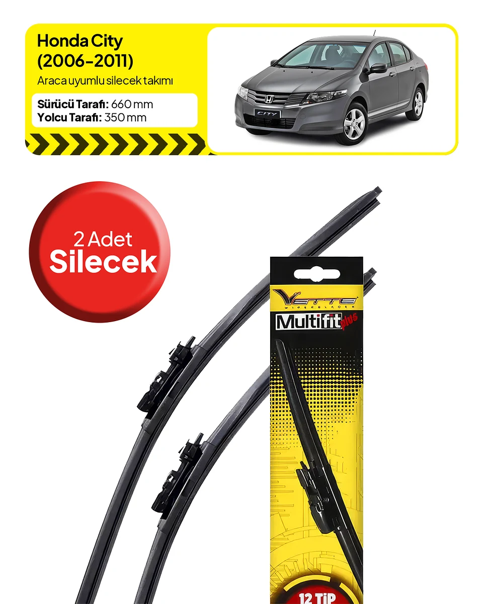 Vette Multifit Honda City Ön Silecek Takımı (2006-2011) - Araca Özel Ön Silecek TAKIM