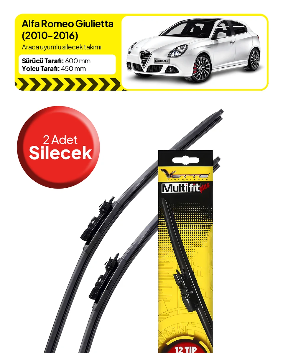 Vette Multifit Alfa Romeo Ön Silecek Takımı (2010-2016) - Araca Özel Ön Silecek TAKIM