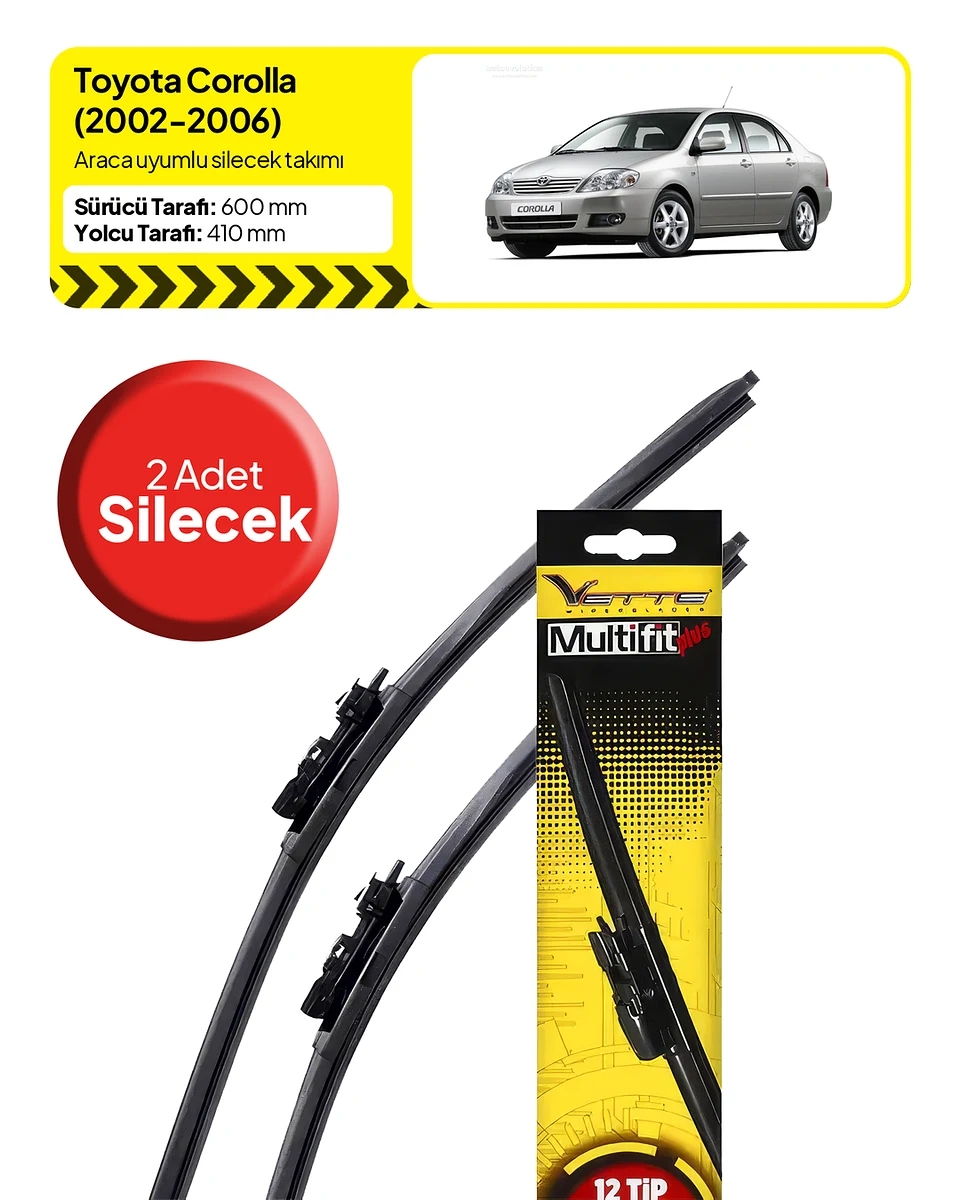 Vette Multifit Toyota Corolla Ön Silecek Takımı (2002-2006) - Araca Özel Ön Silecek TAKIM