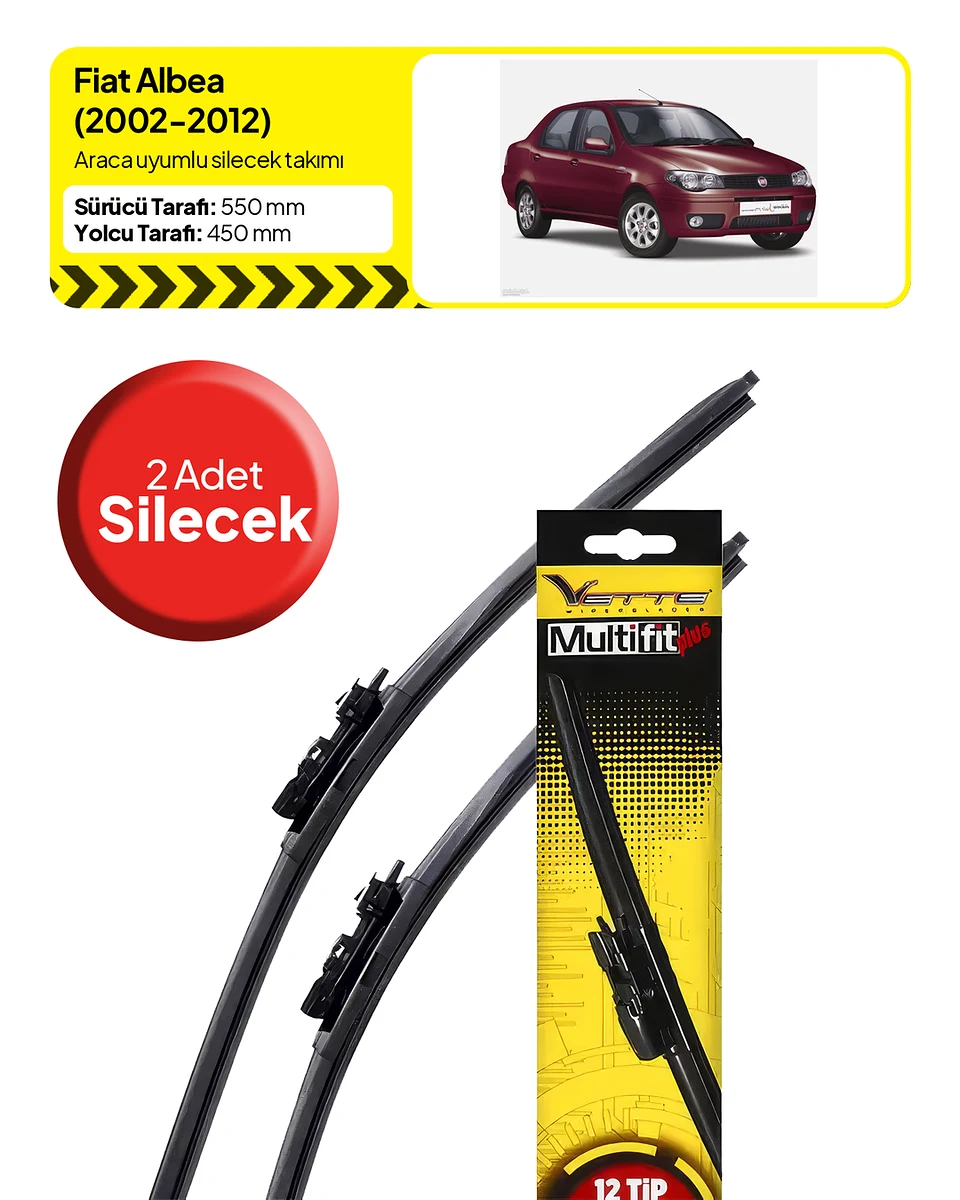 Vette Multifit Fiat Albea Ön Silecek Takımı (2002-2012) - Araca Özel Ön Silecek TAKIM