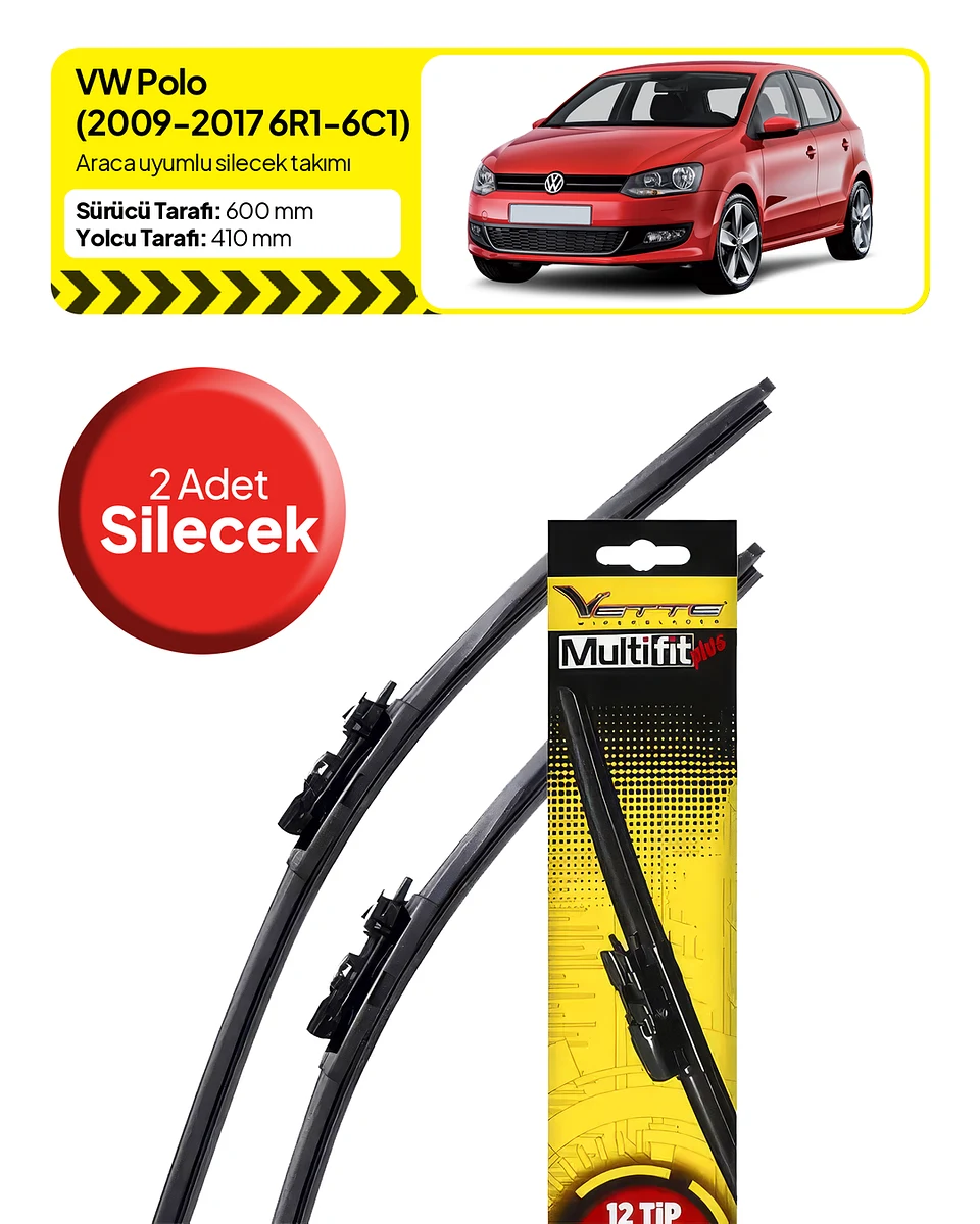 Vette Multifit Volkswagen Polo Ön Silecek Takımı (2009-2017) - Araca Özel Ön Silecek TAKIM