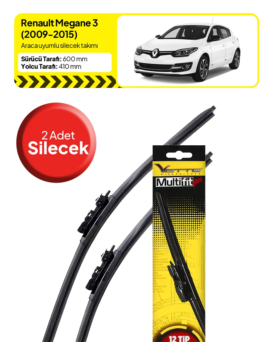 Vette Multifit Renault Megane Ön Silecek Takımı (2009-2015) - Araca Özel Ön Silecek TAKIM