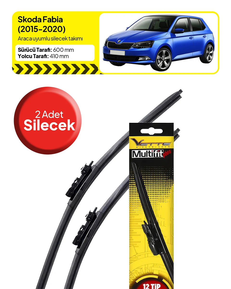 Vette Multifit Skoda Fabia Ön Silecek Takımı (2015-2020) - Araca Özel Ön Silecek TAKIM