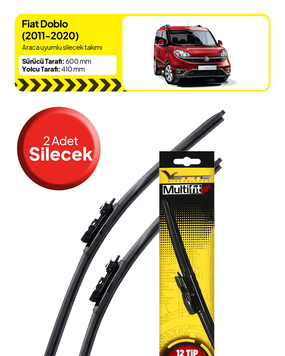 Vette Multifit Fiat Doblo Ön Silecek Takımı (2011-2020) - Araca Özel Ön Silecek TAKIM