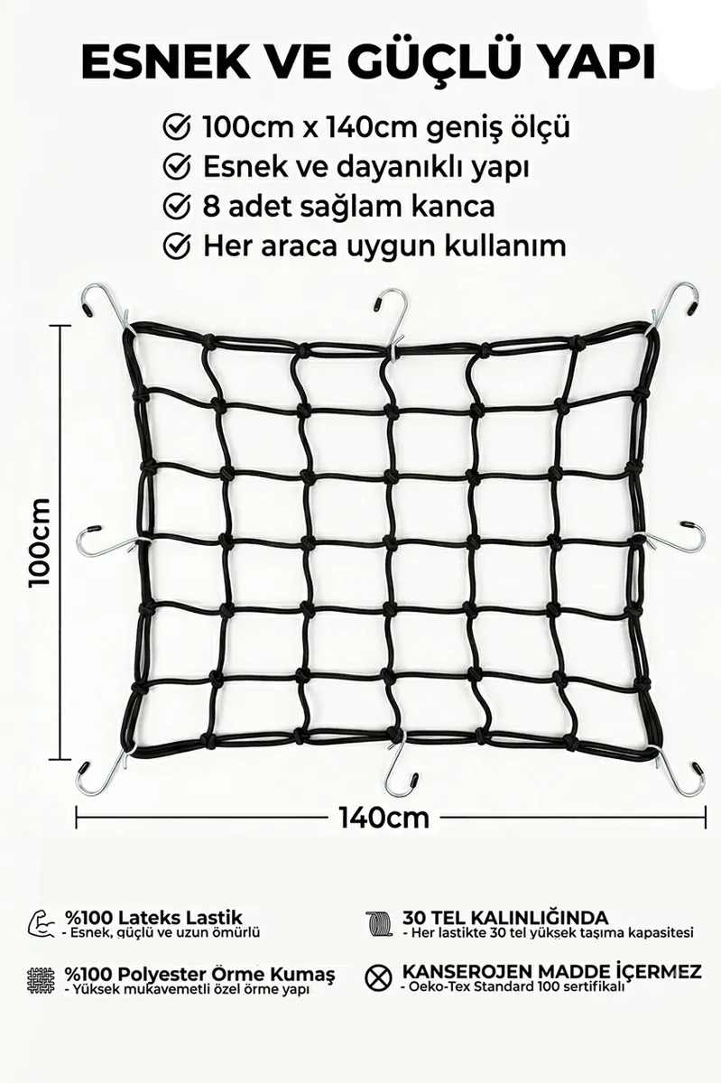 Automix Elastik Bagaj Filesi 100x140 Cm - İkili Paket - Bagaj Lastiği