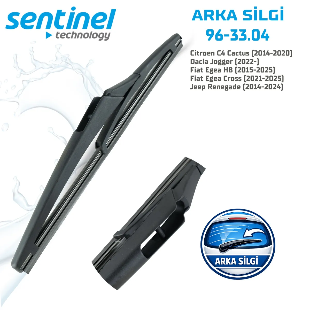 Sentinel Arka Silgi Fiat Egea HB, Cross, Citroen C4 Cactus. Dacia Jogger / 24mm - Arka Silecek