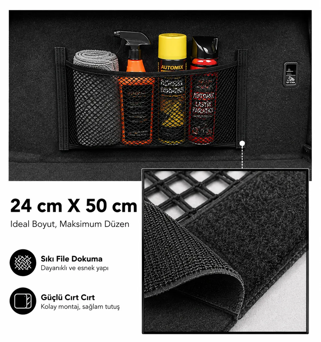 Automix File Cep Organizer 24 Cm X 50 Cm - Bagaj Lastiği - Görsel 5