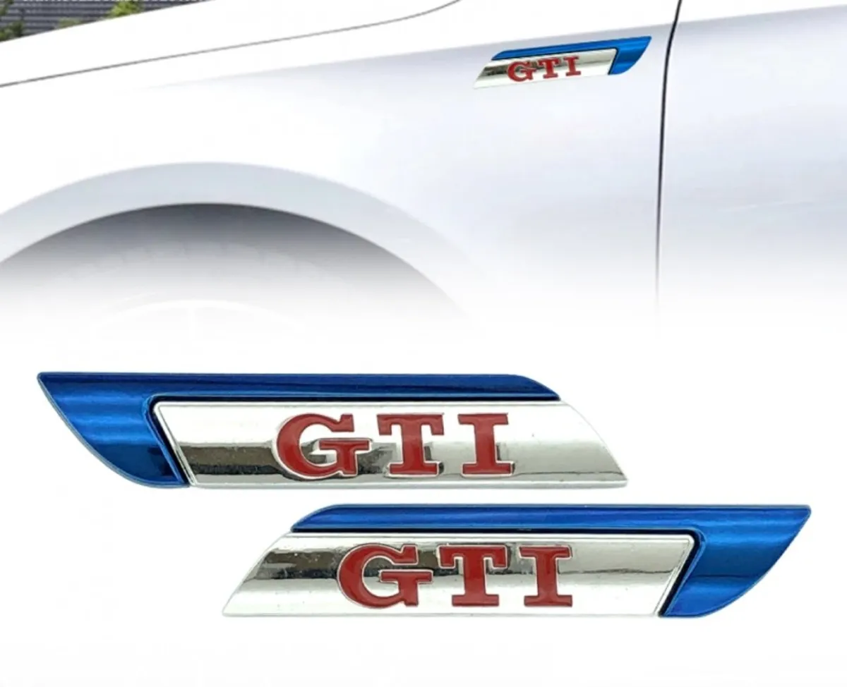 Metal Gümüş GTI Bıçak Model Oto Arma Sticker / 2 Adet Mavi - Arma & Sticker