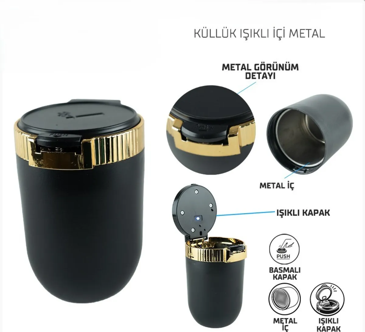 Wi̇mbledon Işıklı Küllük Metal iç Hazne / Gold - Küllük