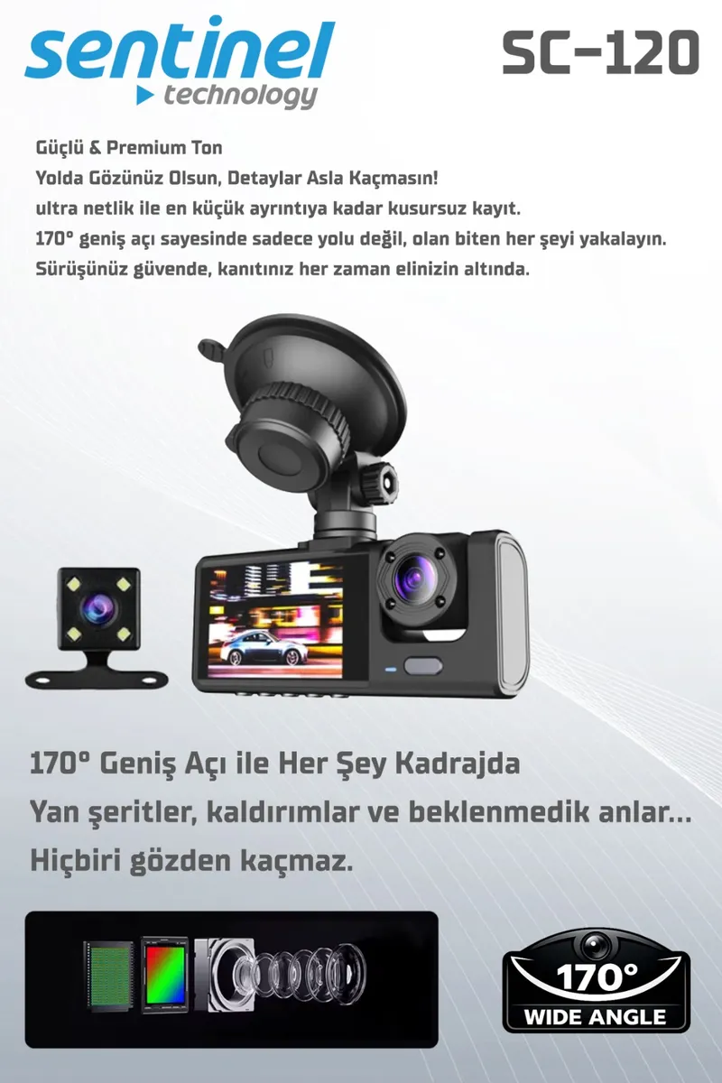 Senti̇nel Kayıt Ci̇hazı 3 Kameralı