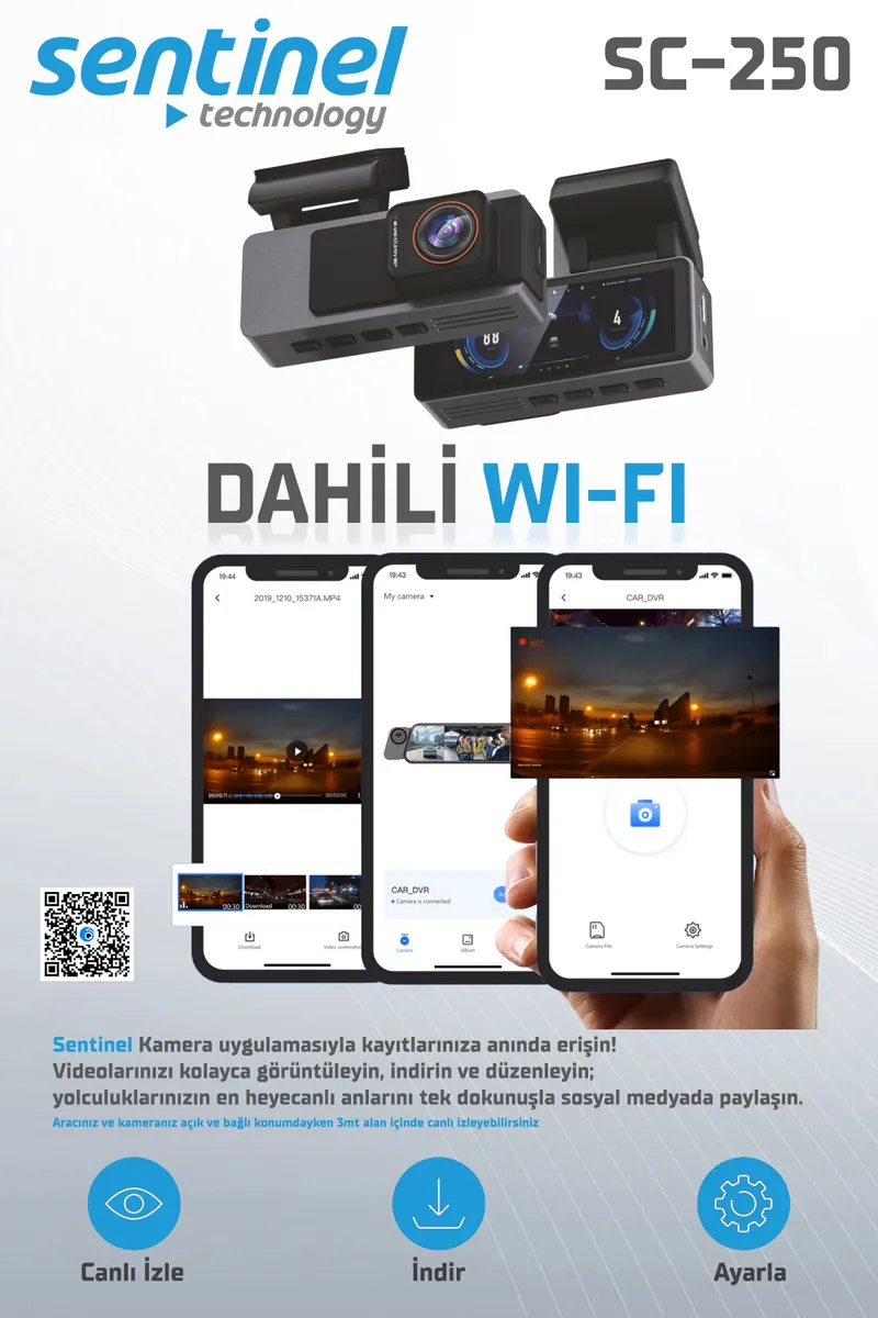 Senti̇nel Kayıt Ci̇hazı 4K 3.2" Ekran 2 Kameralı - Araç İçi Kamera
