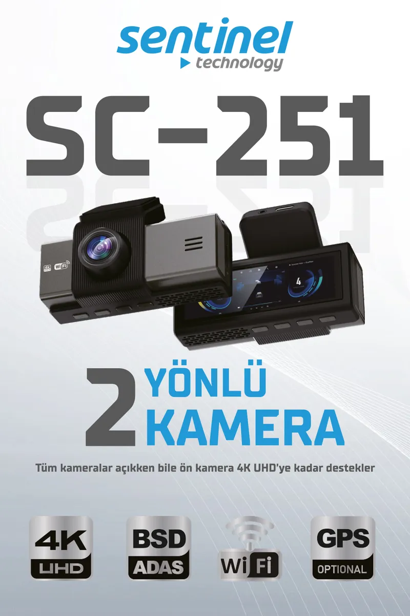 Senti̇nel Kayıt Ci̇hazı 4K 3.2" Ekran 2 Kameralı
